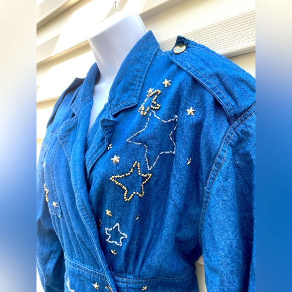 VTG | DENIM JUMPSUIT WITH BEAD EMBELLISHMENTS - Picture 5 of 5